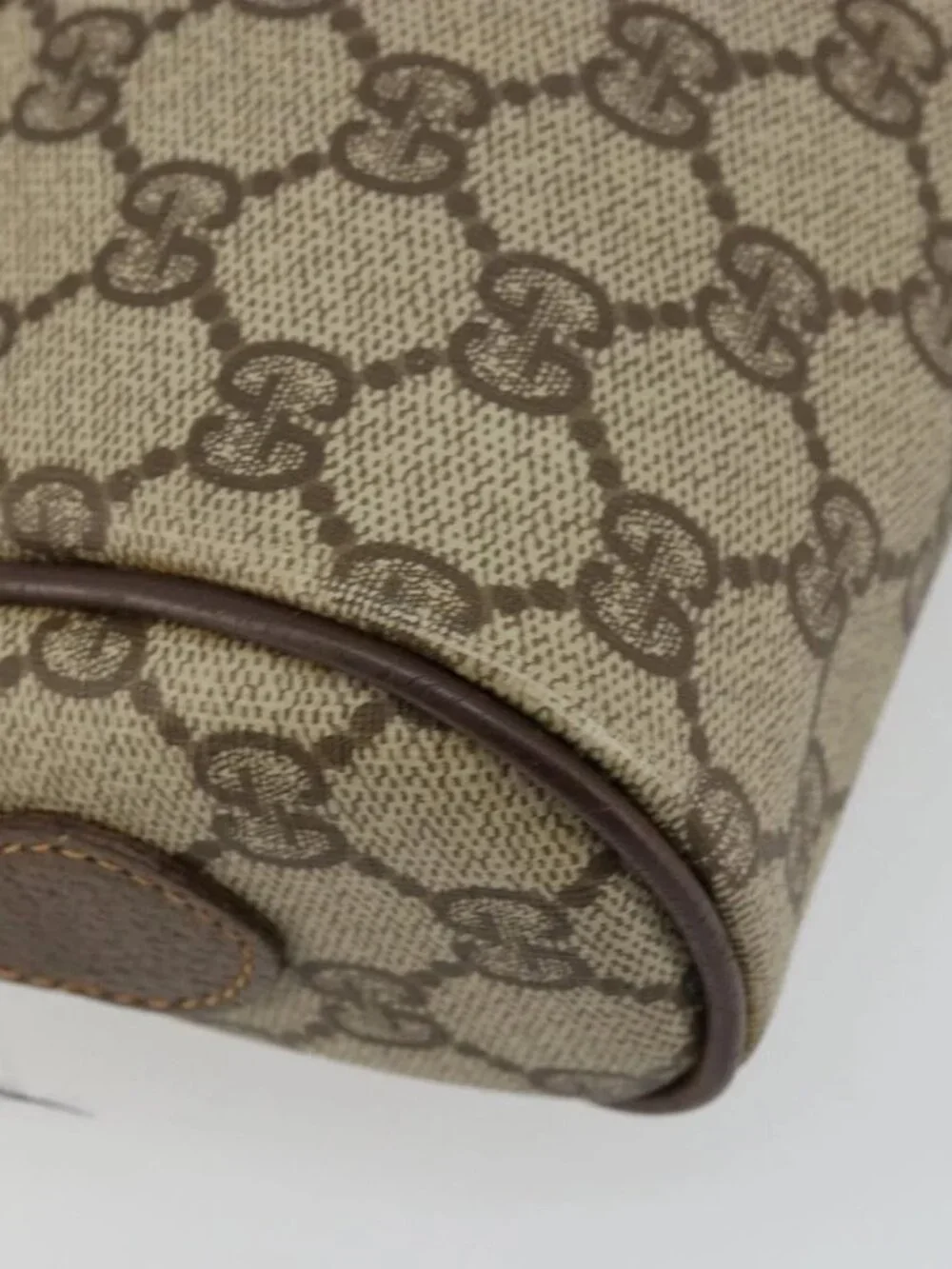 GUCCI GG Supreme Web Sherry Line Bag PVC Beige Gold 56 02 087 Auth